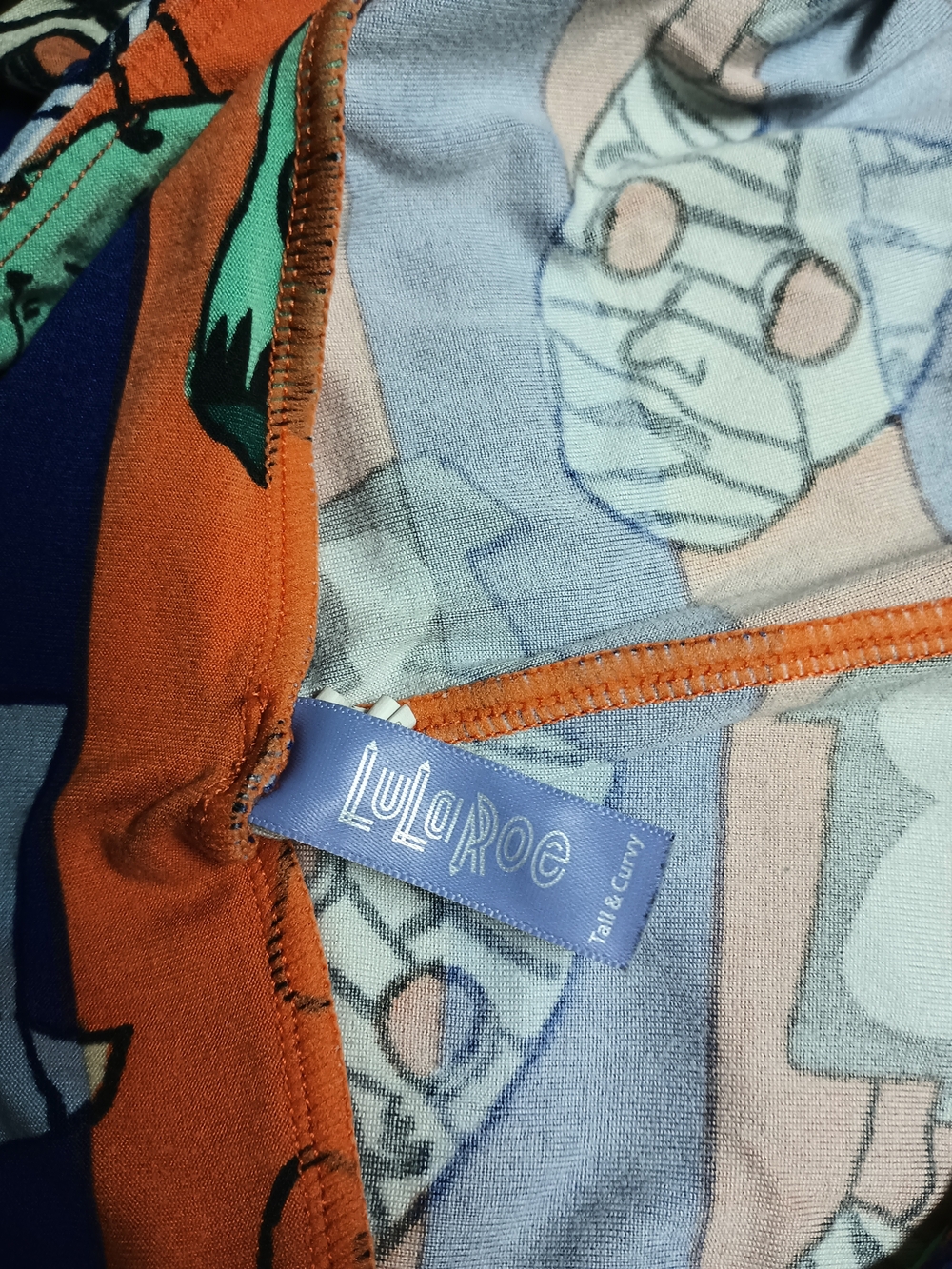 LuLaRoe Halloween Orange & Blue Monster Mask Leggings TC Tall & Curvy, 2X, XXL - Picture 3 of 3